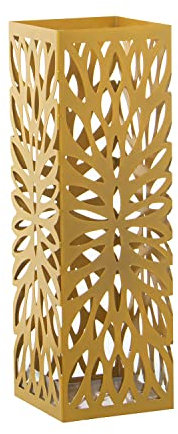 DRW Quadratischer Schirmständer aus Metall in Gold, 15,5 x 15,5 x 49 cm