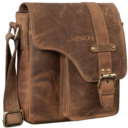 STILORD Umhängetasche aus Leder braun - Schultertasche - Vintage Ledertasche für Männer - Herren Messenger Bag 'Nino'