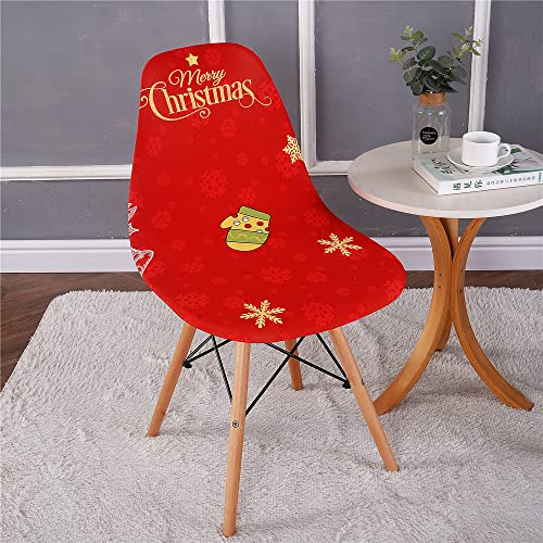 Highdi Schalenstuhl Bezug, Stuhlbezug 2/4/6 er Set Stuhlbezüge Stretch Esszimmerstühle Bezug Moderne Elastischer Stuhlhussen Abnehmbar Waschbar Küchenstühle Husse (rote Weihnachten,4PCS)