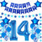 Hongyantech 14. Geburtstag junge Deko blau: Luftballons, Folienballon, Happy Birthday Banner, Stern Banner, Bnder