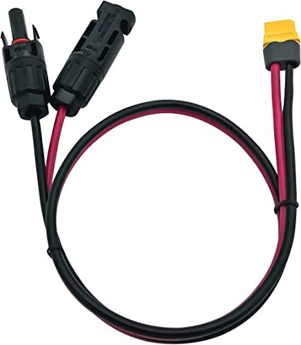 Nuofany Solar Panel Cable, Solar Plug to XT-60 Adapter Solar Extension Cable, 12AWG 60cm Solar Cable, for Portable Power Station, Solar Generator