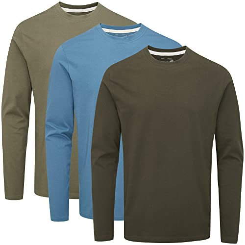 Charles Wilson 3er Pack Langarm T-Shirt Mit Rundhalsausschnitt (S, Horizon (0822))