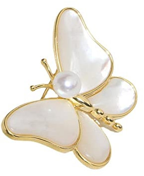 Caritierily -Walking Geschenk Brosche B-utterfly Brosche Verschluss Kleidung Brosche Mädchen und Tier Perle für Damen Accessoires Einfache Brosche Mondstein Brosche