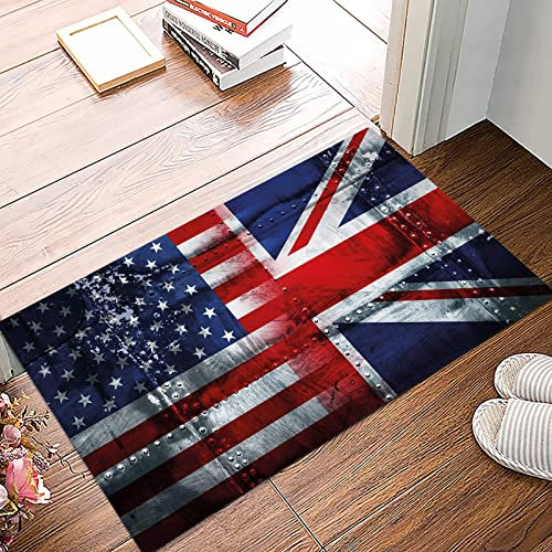 Badematte 50x80cm, Rutschfeste Badteppich, Union Jack, Alliance Togetherness Theme Zusammensetzung der britischen und ame,Mikrofaser Badvorleger mit, Wasserabsorbierende Weiche teppiche für Badezimmer