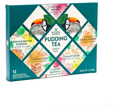 Pudding Flavour Tea Variety Pack | 6 Delicious Flavours (12 bags) including Victoria Sponge Tea, Banoffee Tea, Cherry Bakewell Tea & More | For Tea Lovers.