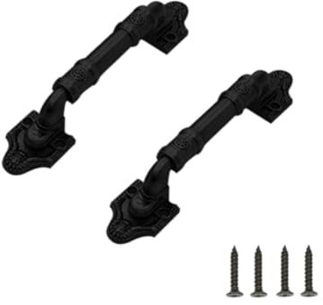 SYDARSYN 2 Stücke Antike Holztür Türgriffe Schiebetürgriff für Scheunentür Griff Zuggriff für Holz Gartentor Schuppen Schranktür Großer Holztürgriff Türknauf Vintage Türgriff 96mm