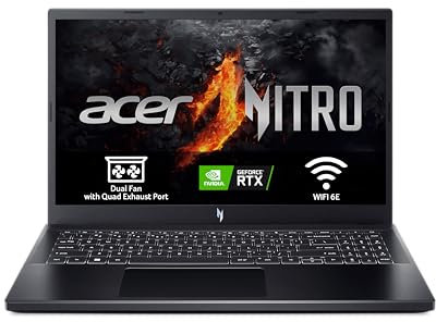 Acer Nitro ANV15-51-51M7 - Ordenador Portátil Gaming 15.6 Full HD IPS 144Hz (Intel Core i5-13420H, 16GB RAM, 512GB SSD, NVIDIA GeForce RTX 4050, Sin Sistema Operativo) Negro - Teclado QWERTY Español