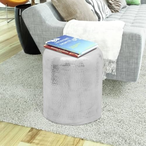 SKM Hocker/Beistelltisch aus gehämmertem Aluminium Silbern, Weight: 6.6 kg, 242326