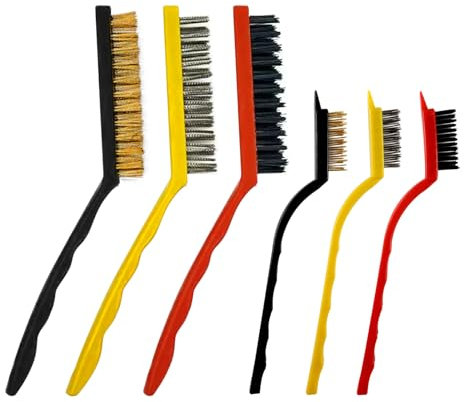 6 Pieces Wire Brush Set for Cleaning Rust, Slag and Stain Nylon/Brass/Stainless Steel Scratch Wire Brushes - 7/9 Inches