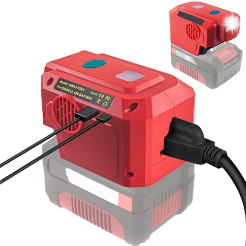 TPDL 200W Akku Wechselrichter für Einhell 18V Akku,DC 18V auf AC 220V Spannungswandler Konverter Pure Sine Wave Akku Adapter mit USB Type-C, 200LM LED Lampe für Einhell 18V Lithium Ionen Akku