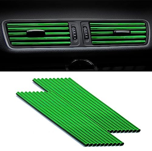 20 Morceaux PVC Voiture Fixation DéCoration IntéRieur 20 Cm Ligne De DéCor IntéRieur De Voiture Accessoires Voiture Pour Toutes Les Bouches D'AéRation Droites (Vert)