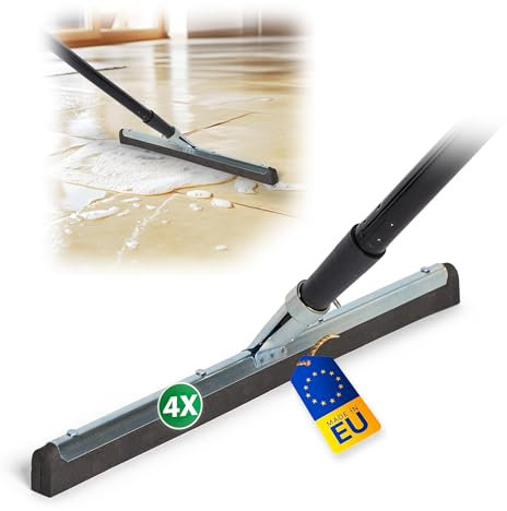 Novaliv Lot de 4 raclettes de douche à manche long 137 cm Raclette de sol Douche 45 cm Grand nettoyeur de vitres Raclette à eau en métal pour sol piscine salle de bain XXL Large carrelage terrasse