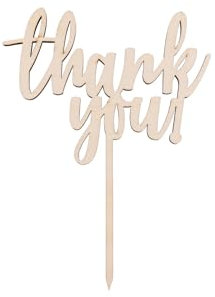 Sallys Cake Topper Sprüche nachhaltig aus echtem Holz, ökologisch abbaubar, zum Bemalen oder Einsprühen - Tortendeko Kuchendeko Cupcake Kuchen Torten Geburtstag Party (Thank You)