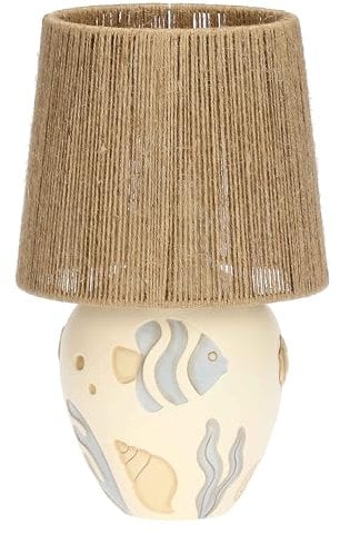 THUN, Lampada in Ceramica Decorata a Mano, Linea Mare da Amare, Ø 13.5 cm, h 17.5 cm, Paralume 18.8 x 15.5 cm h