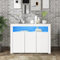 Dolamaní Sideboard-Vitrine mit 3-türige, Hochglänzende Holz Buffetschrank Aufbewahrungseinheit für Küche, Wohnzimmer, Esszimmer, Weiß (Weiß-1, 130 * 35 * 95cm)