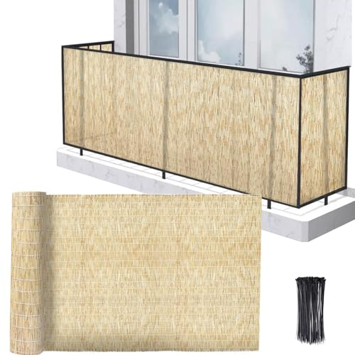 Schilfmatten Sichtschutz 80x600cm 100x800cm 150x1000cm Schilfrohr-Zaun Natursache Sichtschutzzaun Windschutz Sonnenschutz Winterschutz Windschutz Schilf Für Balkon Garten Zäune Dekorativ ( Color : Pri