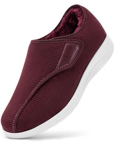 FitVille Extra Weit Regeneration Slippers Winter Damen Plüsch Gefüttert EasyTop Comfort Slipper V1 größe 38 EU X-Weit Burgunderrot