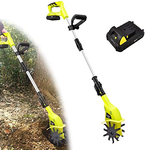 Motobineuse électrique 20 V, motobineuse sans Fil avec Batterie au Lithium, Largeur de Travail 10 cm, Profondeur 25 cm, avec Batterie au Lithium 2,0 Ah et Chargeur Rapide