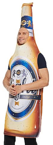AUTOECHO Beer Bottle Costume - Funny Dress Up Beer Bottle Costumes - Halloween Role Dress up, Oktoberfest Cosplay Outfit Set, Drink Costume for Men Women Family