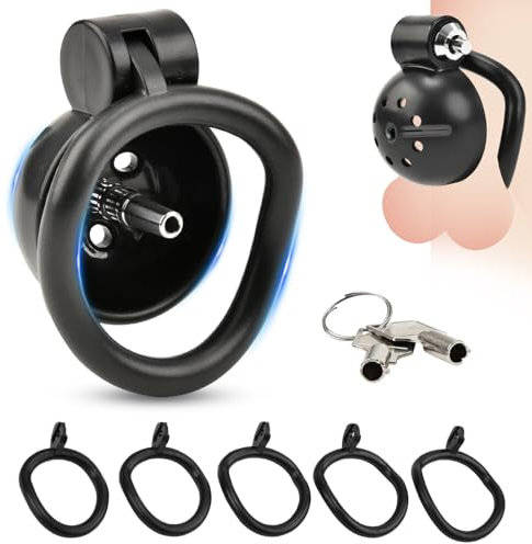 BDSMJOY Keuschheitskäfig Herren Peniskäfig,mit 5 Arc Chastity Rings & Dilator Harnröhre Edelstahl Penis Plug,Flat Chastity Cage Male Small Keuschheitsgürtel für Herren Extrem,BDSMs Spielzeug Hart