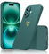 Togestar Compatible with iPhone 16 Phone Case for Women Girls Silky Soft Silicone Protective Shockproof Case Cover with Gold Heart Pattern Design, Green