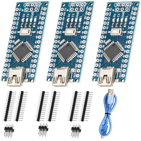Nano V3 Board Mini USB with Cable, AYWHP 3PCS Nano Board MEGA328P, CH340G Chip 5V 16M, Microcontroller Compatible with Arduino Nano V3 (Mini USB Port)