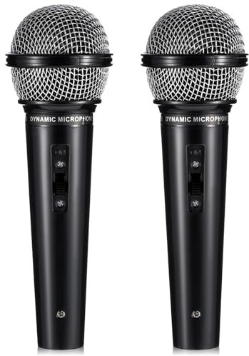 Prasacco 2 PCS Fake Microphone, Plastic Prop Microphone for Kids Fake Microphone Prop Pretend Microphone Realistic Mic Prop for Simulate Speech Practice Karaoke Props Microphone 6.5x2.1 Inch