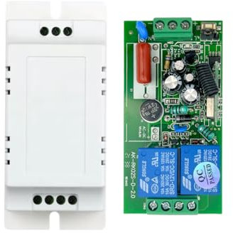 WallMall ® - Ricevente Interruttore Ricevitore Wireless RF 433 Mhz 2 Canali 220V Garage Tapparella Luci Pompe Irrigazione con Telecomando (Ricevente + 1 Telecomando)
