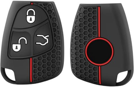 Happyit Silikon Autoschlüsselanhänger Hülle für Mercedes Benz C B E Class W203 W211 W204 YU BN CLS CLK 2/3/4 Buttons (Schwarze+3B)