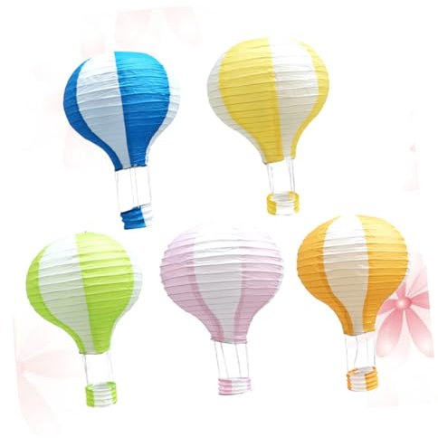 Garneck 5er Set Hängende Heißluftballon Papierlaternen 30 Cm – Bunte Deko Für Kinderzimmer - Hochzeiten Und Partys - Ideal Als Lampion Zur Festlichen Gestaltung