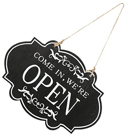 PartyKindom Doppelseitiges Open Closed Schild Für Geschäfte Türschild Für Cafés Bars Und Restaurants Praktische Wanddekoration Schwarz