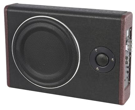 HauTour Aktivsubwoofer, leistungsstarker Gehäuse Subwoofer mit 600 W Maximalleistung,21 &13 cm Subwoofer,Der PU- und Holzkörper, IMPP Membran, schwarz, Self-Adhesive Tape