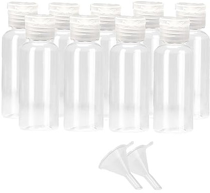 minkissy Lot De 17 Set De Bouteilles Vides De 50 Ml Transparentes En Plastique, Contenant De Lotion Et Shampoing Portable, Réutilisable, Pour Voyage, Camping Et Maison, 2 Mini Entonnoirs