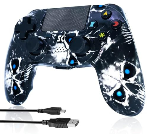 CHENGDAO Wireless Controller für PS4, Game Controller für PS4/Pro/Slim/PC, Gamepad mit Dual Vibration, 6-Achsen Gyro sensor, Schwarz