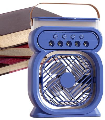 Ventilatore nebulizzatore, ventilatore nebulizzatore ricaricabile personale, 9,5x6,7x7,5x7,5 pollici 7 colori luce notturna, 3 velocità del , serbatoio 'acqua da 450 ml, elettronica di