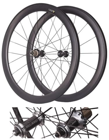 LSRRYD 50mm Carbon Tubeless Radsatz C/V/Felgenbremse Rennrad Hinterrad+vorderrad Laufradsatz 700c Fahrradräder Schnellspanner, Vorne 2 Hinten 5 Lager(Silver Hub)