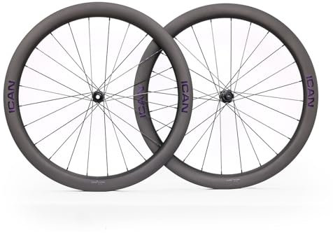 ICAN G50 1375 g Carbon-Radsatz für Gravel-Bikes, Scheibenbremsen, 700C Hakenfelgensatz, 25 mm Innendurchmesser, 36 Zähne, Ratschennabe (kompatibel mit Road HG-Freilauf, G50)