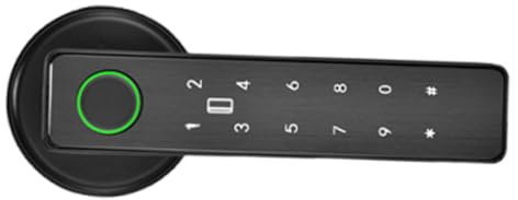 perfk Serrure intelligente avec clés physiques, application, cartes IC, codes, clés, digitales, serrure de porte d'entrée sans clé pour, Noir