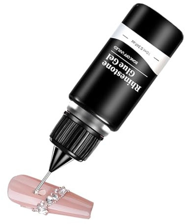 Pegamento de estrás para uñas - Fuerte unión de uñas, pegamento transparente de piedras preciosas, fórmula de gel con pincel de punta fina para fijar cristales de uñas, decoración de joyas y estilo