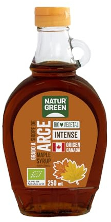 NaturGreen - Sirope de Arce Bio 250 ml, Endulzante Natural, Apto para Cocina y Postres, Sin Gluten, Botella de Cristal
