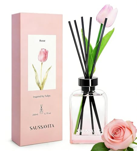 Diffuseur de Parfum Roses Romantiques 200ml | Diffuseur Parfum Maison avec 10 Bâtonnets Diffuseur Parfum, Decoration pour Chambre, Salon, Salle de Bain, Bureau