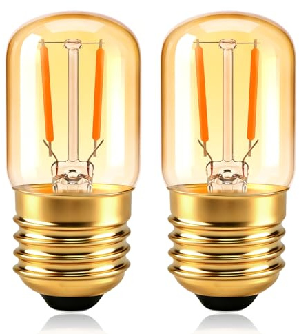 E27 LED Filament Warmweiss 1W Edison Vintage Glühbirne, Ersetzt 10W-15W Glühlampen, Warmweiß 2200K Bernstein Kleine Birne T28 Leuchtmittel für Nachtlicht Dekorative Tischlampe, Nicht Dimmbar, 2 Stück