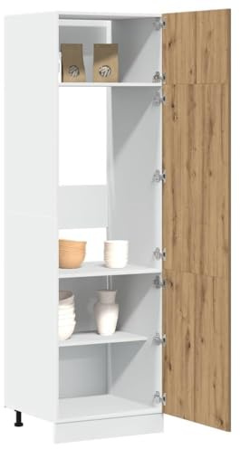 RMIHSJG Kühlumbauschrank Lyon Artisan-Eiche 60x57x207 cm Holzwerkstoff mit 4 Fächern und 3 Türen für optimale Küchenorganisation und Stauraum Lösung