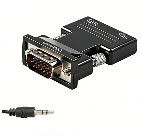 Mowpiny Adaptador HDMI a VGA con Audio, Convertidor HDMI Hembra a VGA Macho 1080P, Conversor con Cable de Audio 3,5mm, Convertidor para TV PC Computadora Portátil a Monitor Proyector