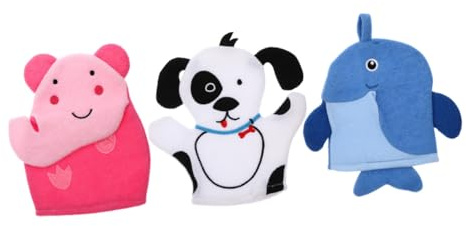 MAGICLULU Lot de 3 Éponges de Bain pour Garçon et Filles, Textures Douces et Exfoliantes, Motifs Animaux Aléatoires, Adaptées pour Massage Corporel et Soin Peau Plusieurs styles