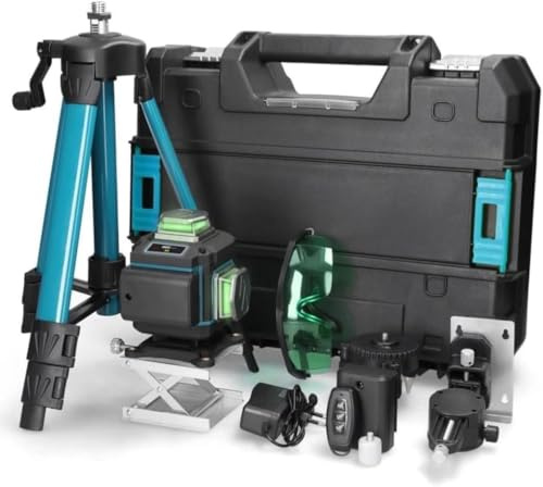 Livella Laser Autolivellante 360° 16 Linee con Treppiede – Livello Laser Professionale con 2 Batterie, Telecomando e Valigetta, Precisione ±1mm per Edilizia e Installazioni