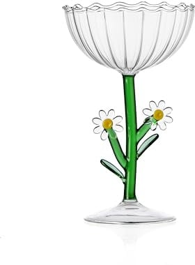 Ichendorf Milano Coppa Champagne Margherita, Collezione Botanica, 28 cl, Vetro Borosilicato, Fatto a Mano