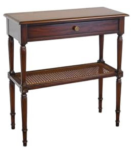 Antike Fundgrube Konsolentisch im englischen Stil in Mahagoni | Wandtisch Tisch Wandkonsole | mit Rattanablage + 1 Schublade | B: 72 cm (2967)