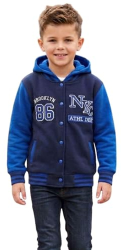 A2Z 4 Kids Unisex Kids Girls Boys Baseball Comfortable NY ATHLETIC Hooded Trending Jacket Varsity Hoodie For Kids Age 5-13 Years