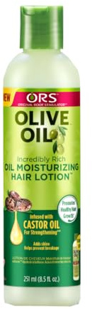 ORS Olive Oil Moisturizing Lotion 251 ml – Feuchtigkeitslotion pflegt mit Kokos-, Distel- & Rizinusöl, fördert Haarwachstum, stärkt & glättet das Haar
